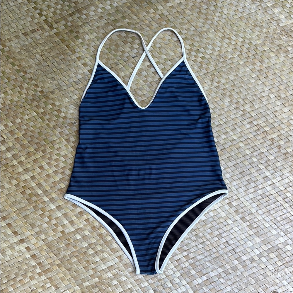 Acacia Swimwear Navy Striped One Piece